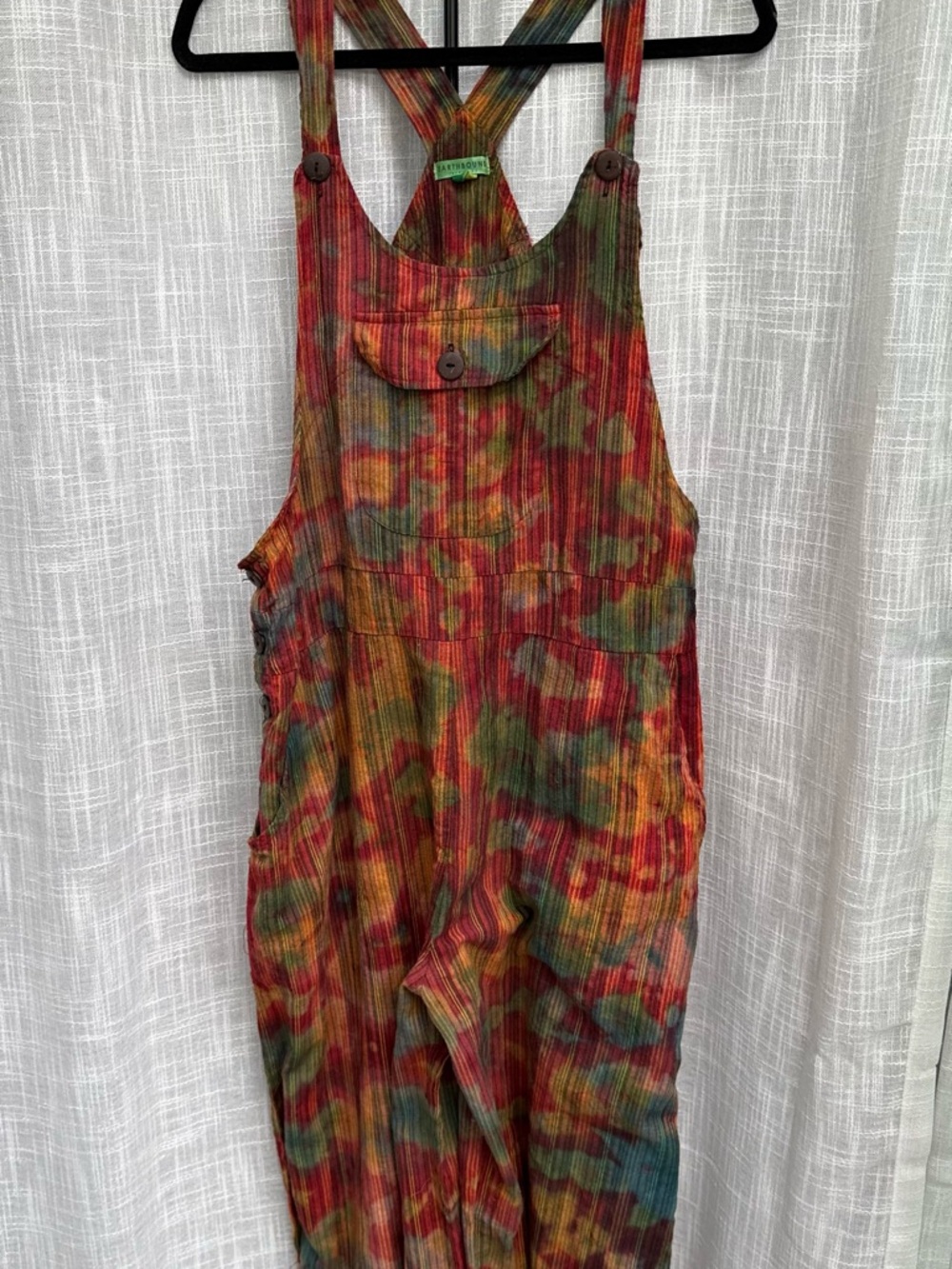 EARTHBOUND Multicolor Corduroy Tie-Dye Overalls in Red, Green & Blue